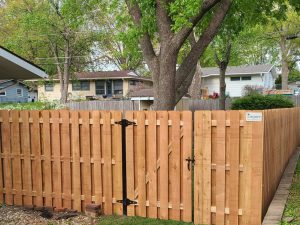 Photo of a wood shadowbox fence