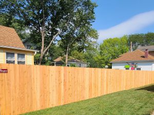 Photo of a wood stockade fence
