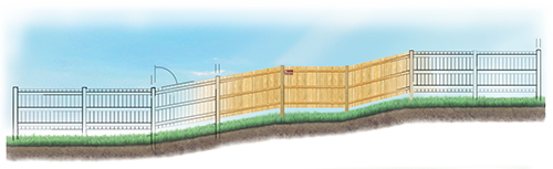 Custom fence design for uneven ground in Waverly Nebraska